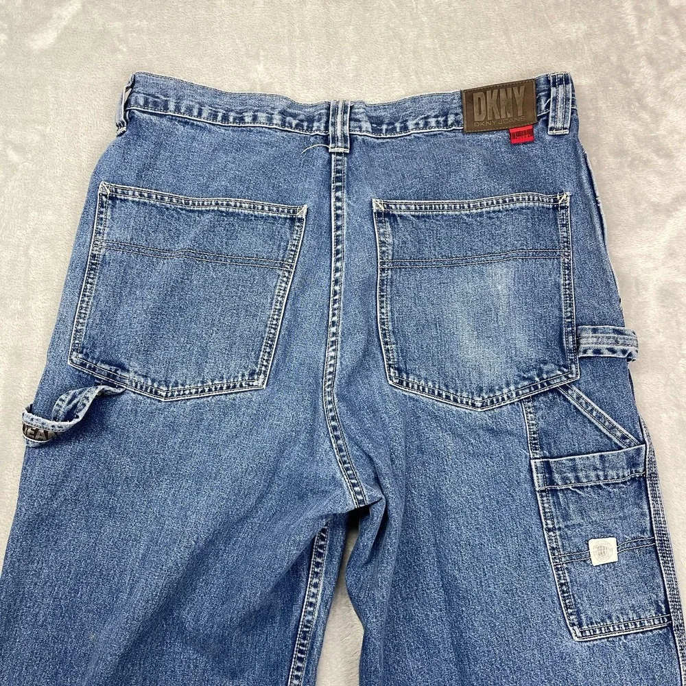 DKNY Jeans Mens 34/32 Blue‎ Denim Workwear Straight Leg Loose Carpenter Outdoor